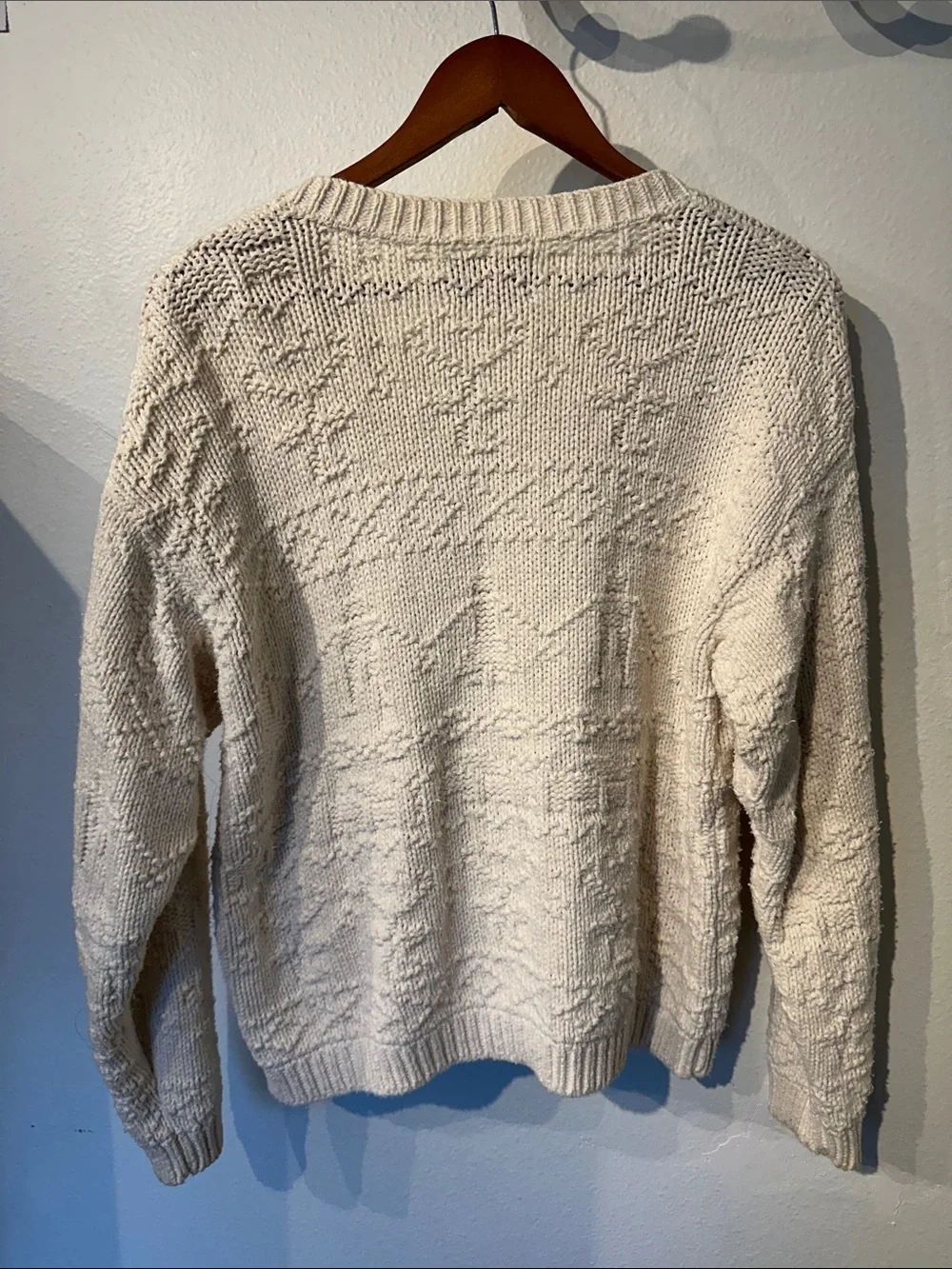 VTG 100% cotton Cream Textured Button-Up Women's Sweater - Picture 6 of 9